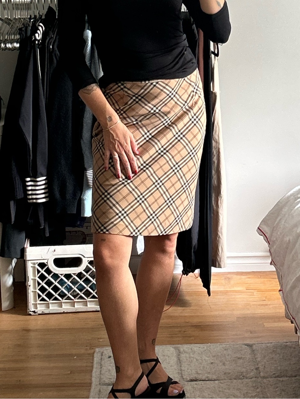 VINTAGE plaid pencil skirt